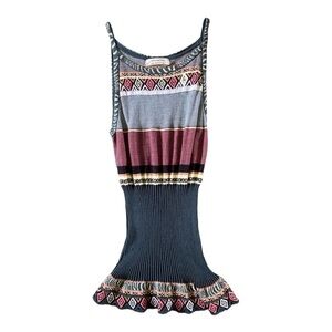 ALDO MARTINS Barcelona Striped Ribbed Multi Color Scoop Neckline Stretch tank